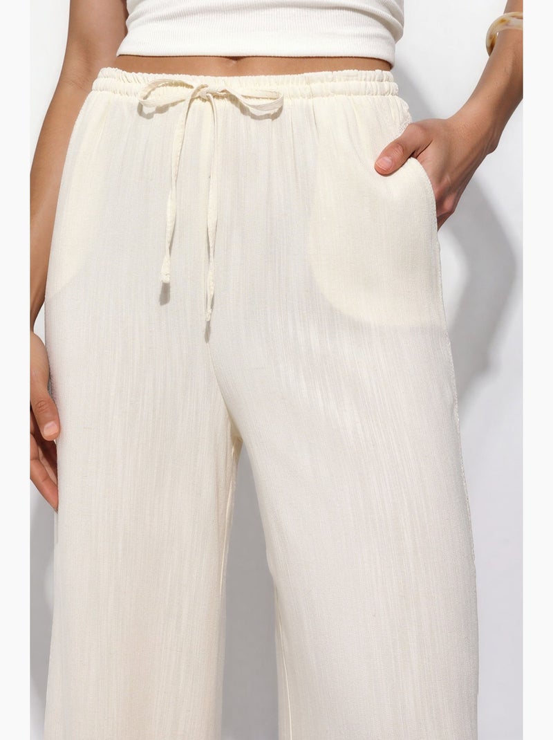 Pantalones anchos de pierna ancha hiccup Crema - Kiabi