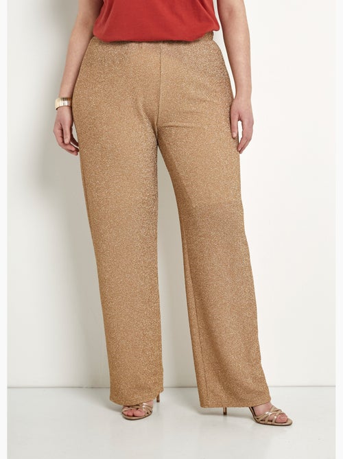 Pantalones anchos de pierna dorada brillante con cinturilla elástica - Afibel - Kiabi Pantalones anchos de pierna dorada brillante con cinturilla elástica - Afibel - Kiabi