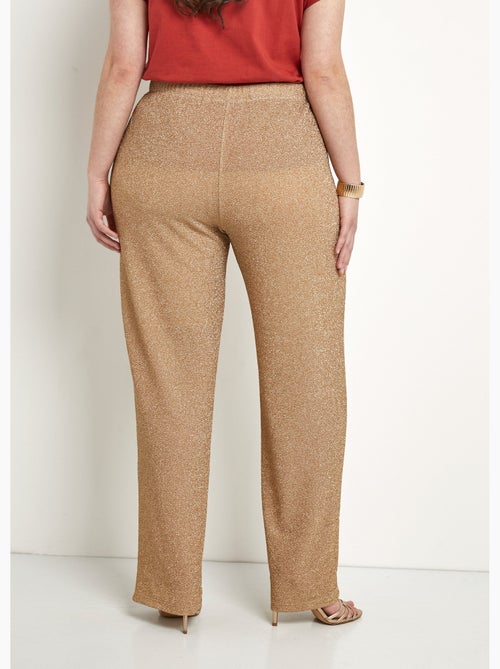 Pantalones anchos de pierna dorada brillante con cinturilla elástica - Afibel - Kiabi Pantalones anchos de pierna dorada brillante con cinturilla elástica - Afibel - Kiabi