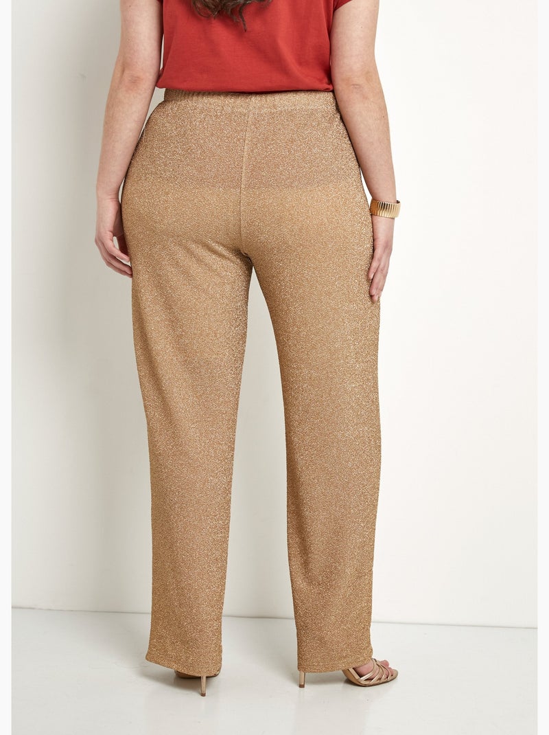 Pantalones anchos de pierna dorada brillante con cinturilla elástica - Afibel Dorado - Kiabi