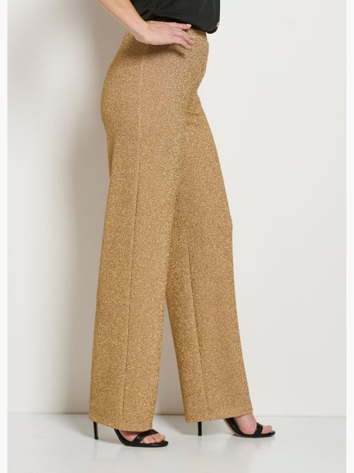 Pantalones anchos de pierna dorada brillante con cinturilla elástica - Afibel - Kiabi Pantalones anchos de pierna dorada brillante con cinturilla elástica - Afibel - Kiabi
