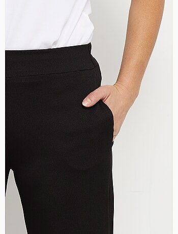 Pantalones anchos de punto acanalado esenciales - Afibel