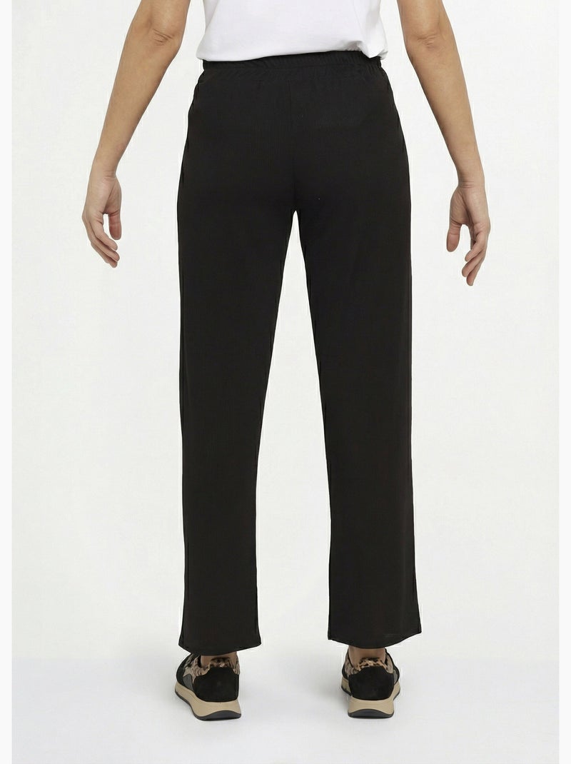 Pantalones anchos de punto acanalado esenciales - Afibel Negro - Kiabi