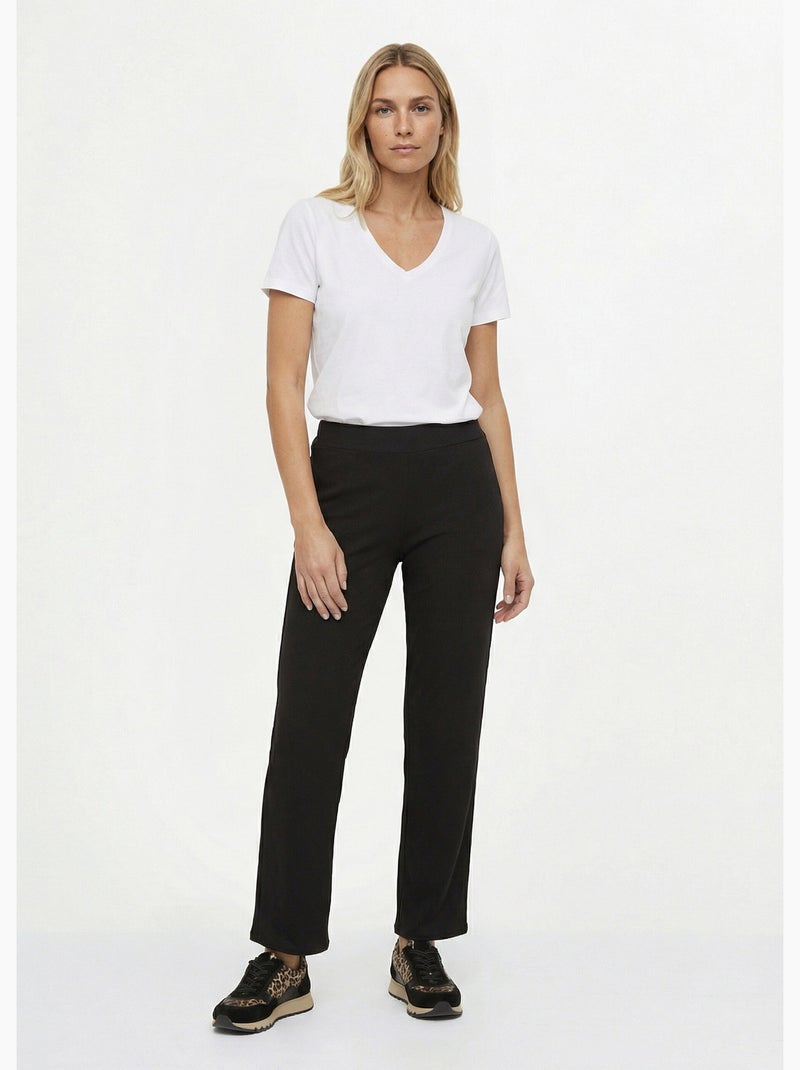 Pantalones anchos de punto acanalado esenciales - Afibel Negro - Kiabi