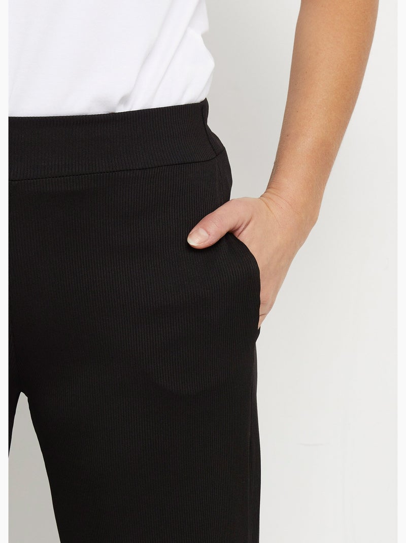 Pantalones anchos de punto acanalado esenciales - Afibel Negro - Kiabi