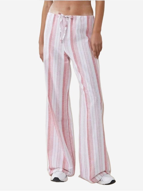 Pantalones anchos de rayas y corte relajado hiccup - Kiabi Pantalones anchos de rayas y corte relajado hiccup - Kiabi