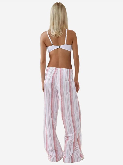 Pantalones anchos de rayas y corte relajado hiccup - Kiabi Pantalones anchos de rayas y corte relajado hiccup - Kiabi