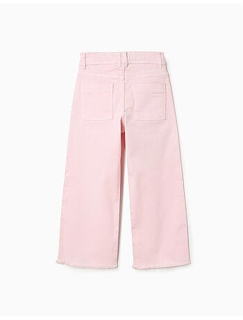 Pantalones anchos de sarga con bajos deshilachados