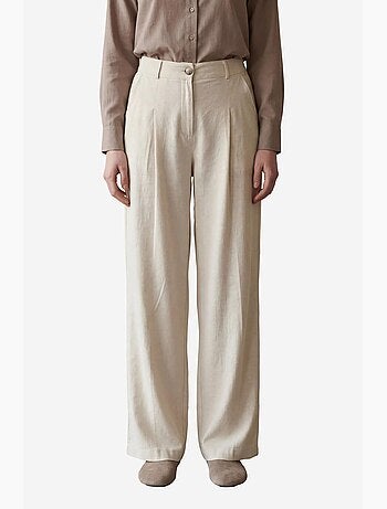 Pantalones anchos plisados de talle alto my fashion