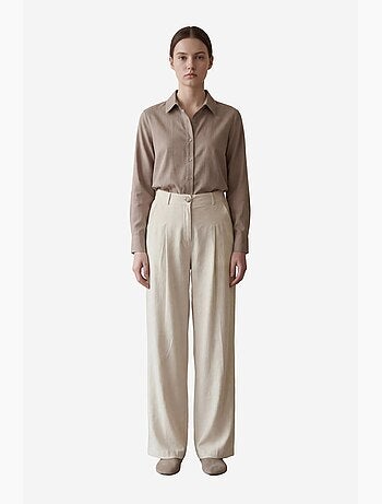 Pantalones anchos plisados de talle alto my fashion