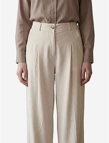 Pantalones anchos plisados de talle alto my fashion