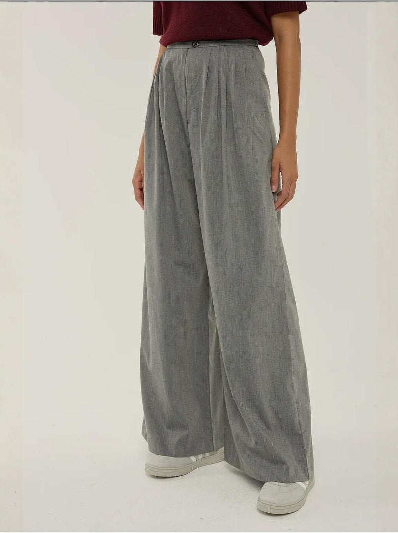 Pantalones anchos plisados hiccup Gris - Kiabi
