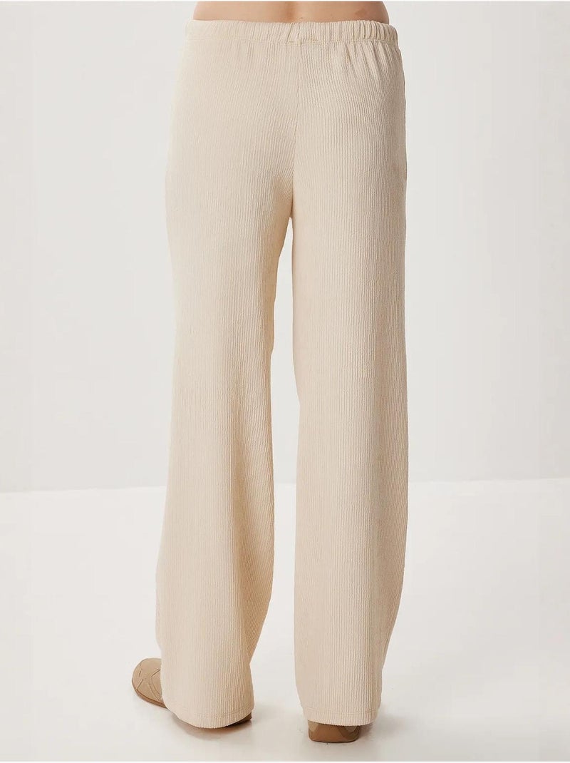 Pantalones anchos texturizados de cintura alta istanbul Crema - Kiabi