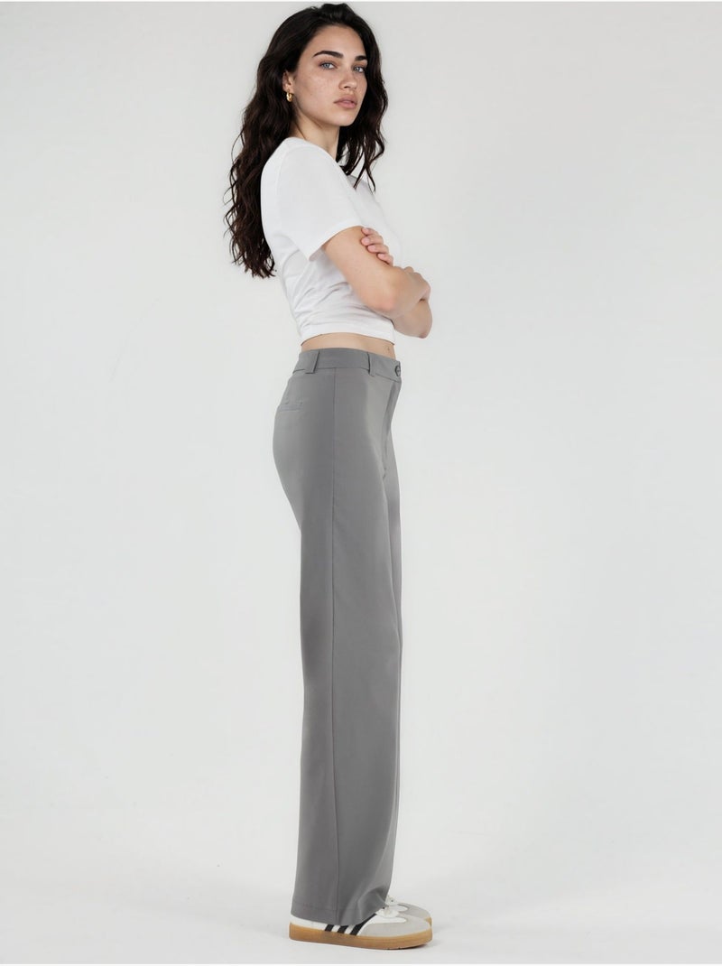 Pantalones bengalin de pierna recta de talle alto hiccup Gris - Kiabi