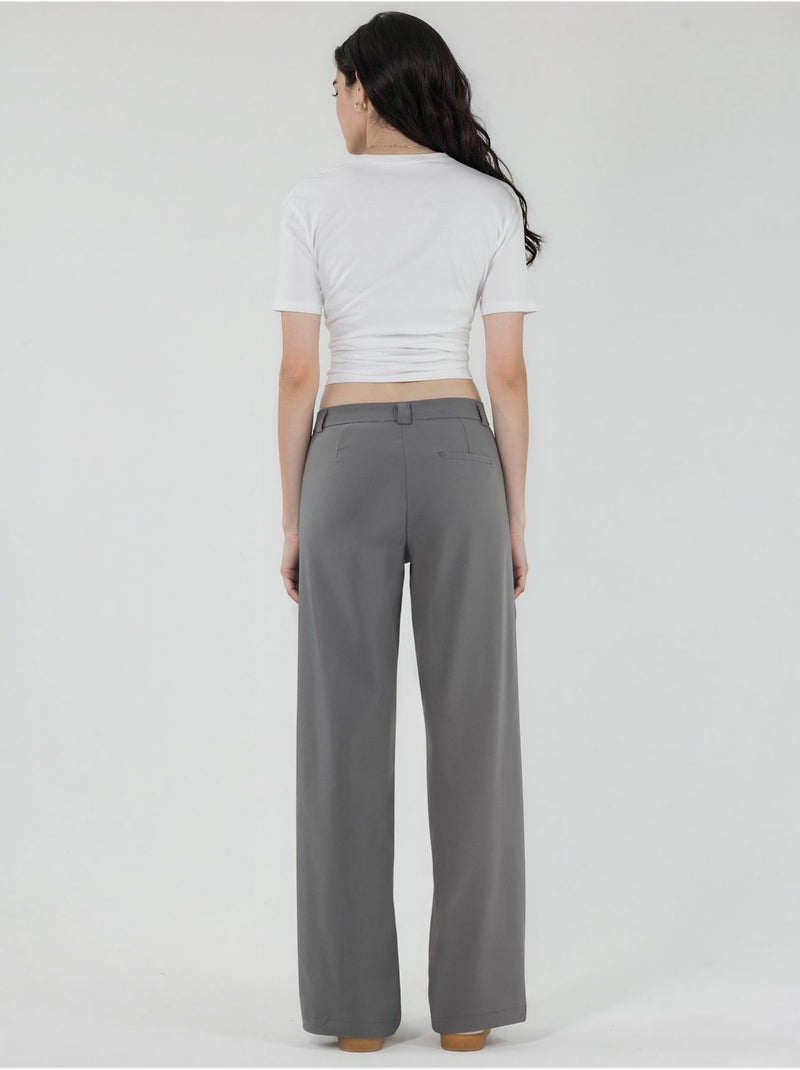 Pantalones bengalin de pierna recta de talle alto hiccup Gris - Kiabi