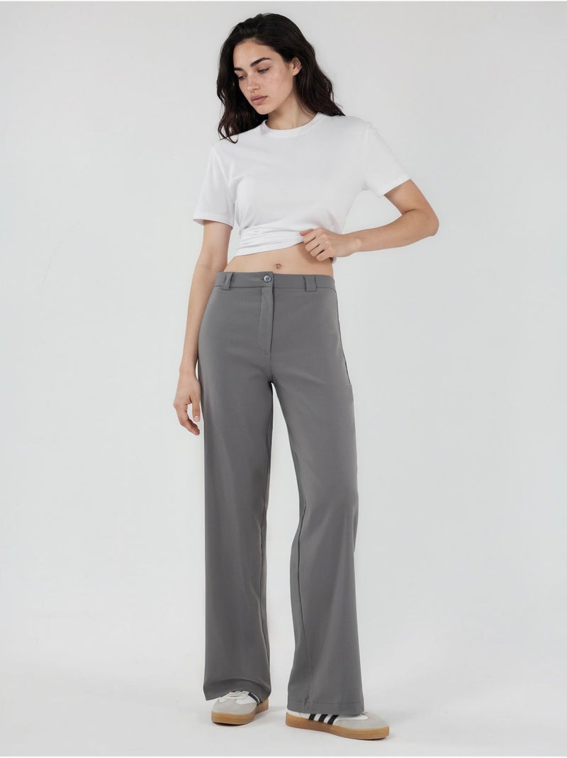 Pantalones bengalin de pierna recta de talle alto hiccup Gris - Kiabi