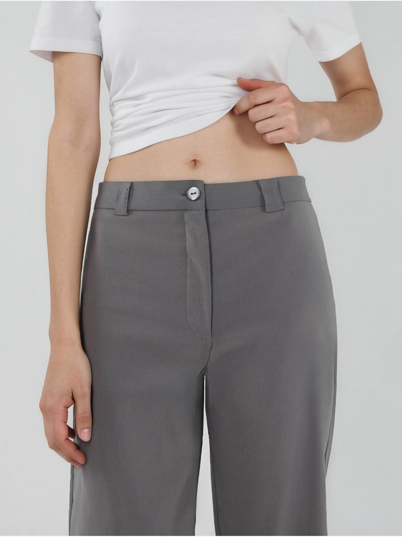 Pantalones bengalin de pierna recta de talle alto hiccup Gris - Kiabi