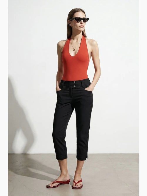 Pantalones capri de mujer de tiro alto y pernera ancha dilvin - Kiabi