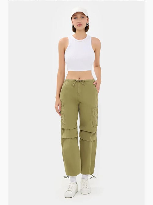 Pantalones cargo de tiro medio con cordón hiccup - Kiabi