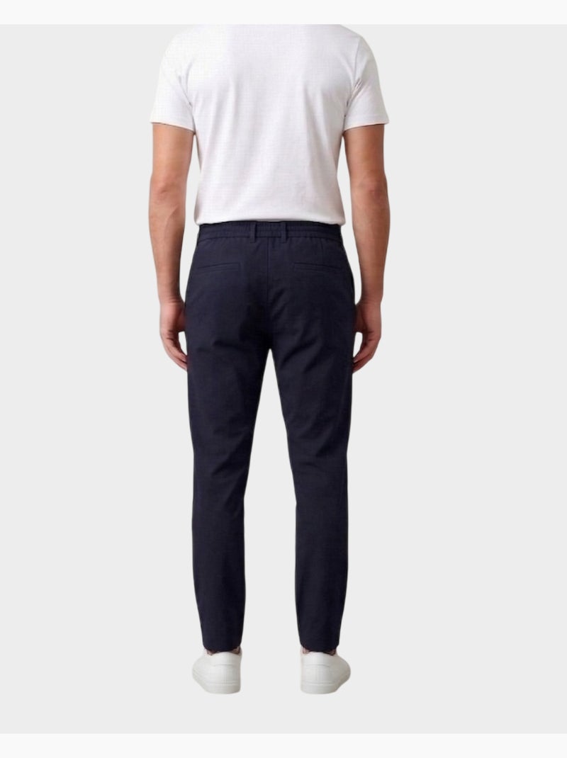 Pantalones casuales elegantes con cordón ajustable Azul oscuro - Kiabi