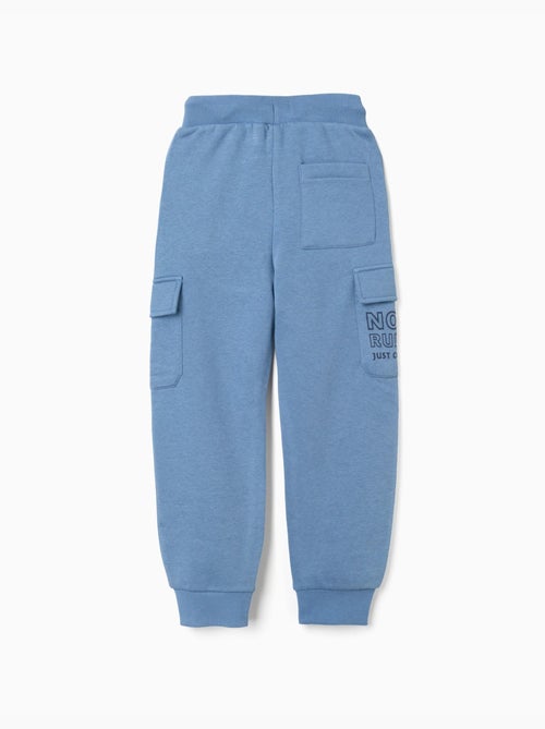 Pantalones Cepillados con Dos Bolsillos Cargo, Azul - Kiabi