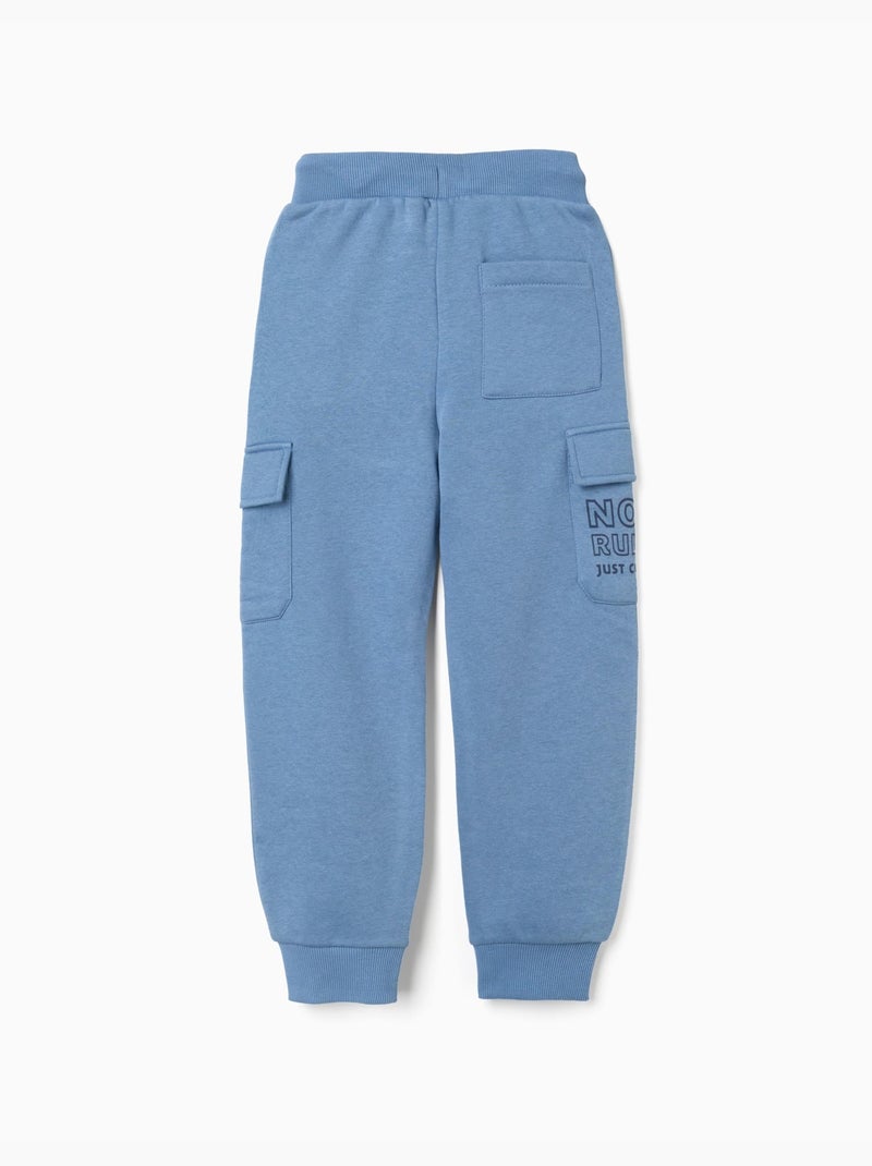Pantalones Cepillados con Dos Bolsillos Cargo, Azul Azul Azul - Kiabi