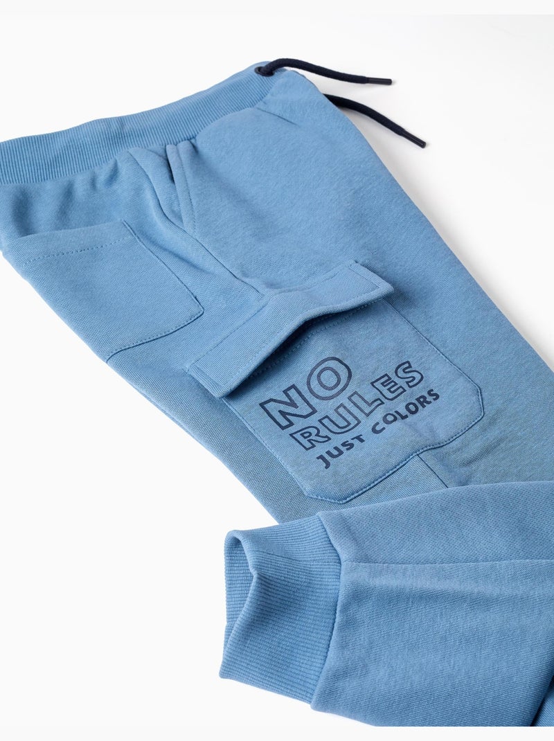 Pantalones Cepillados con Dos Bolsillos Cargo, Azul Azul Azul - Kiabi