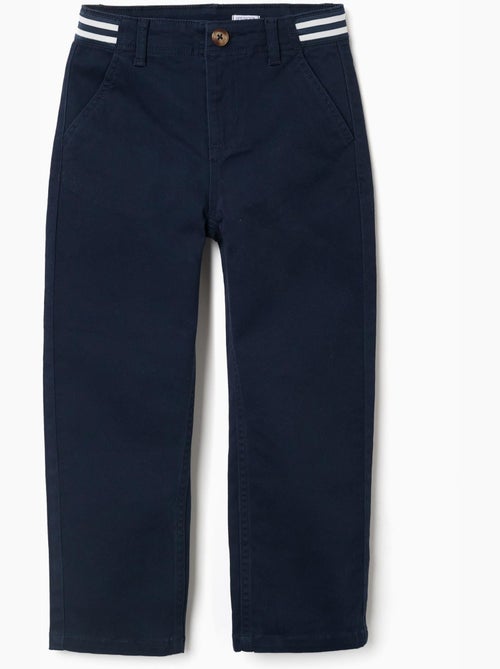 Pantalones chinos ajustados de sarga con cinta a rayas - Kiabi