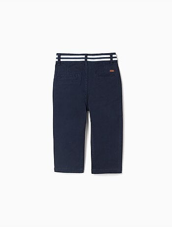 Pantalones chinos ajustados de sarga con cinta a rayas