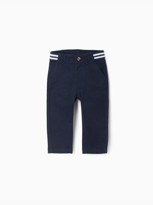 Pantalones chinos ajustados de sarga con cinta a rayas - Kiabi
