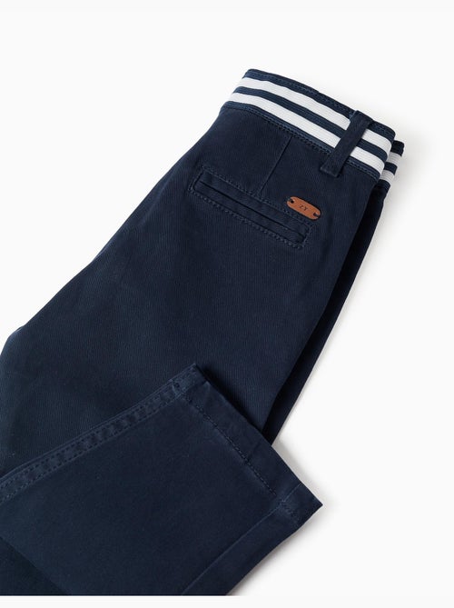 Pantalones chinos ajustados de sarga con cinta a rayas - Kiabi