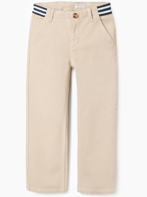 Pantalones chinos ajustados de sarga con cinta a rayas - Kiabi