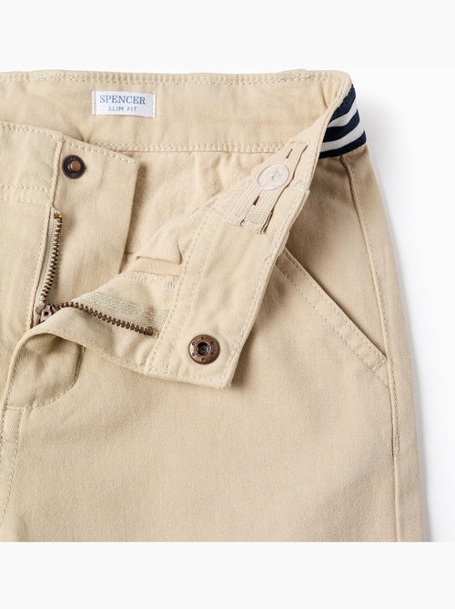 Pantalones chinos ajustados de sarga con cinta a rayas - Kiabi
