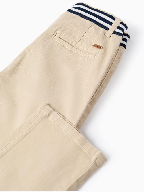 Pantalones chinos ajustados de sarga con cinta a rayas - Kiabi