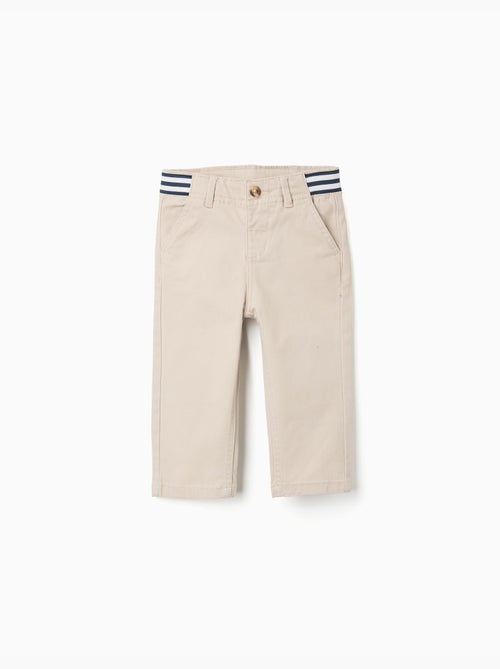 Pantalones chinos ajustados de sarga con cinta a rayas - Kiabi