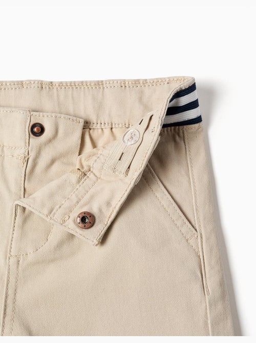 Pantalones chinos ajustados de sarga con cinta a rayas - Kiabi
