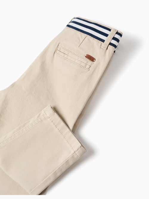 Pantalones chinos ajustados de sarga con cinta a rayas - Kiabi