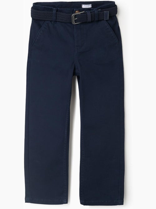 Pantalones chinos ajustados de sarga con cinturón - Kiabi