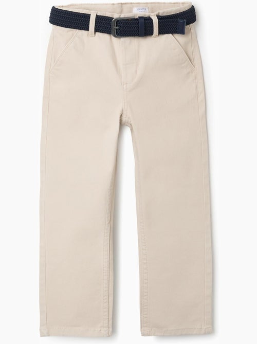 Pantalones chinos ajustados de sarga con cinturón - Kiabi