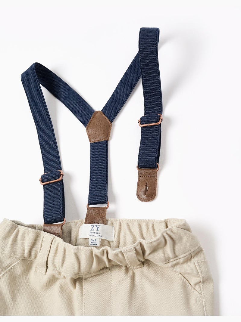 Pantalones cómodos con tirantes Beige claro - Kiabi