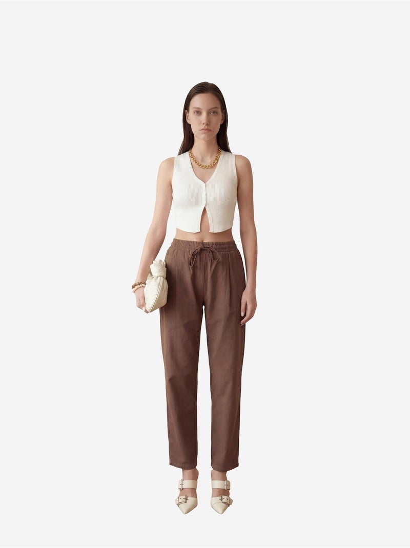 Pantalones con cordón ajustable en la cintura y bolsillo hasta el tobillo de my fashion Marrón chocolate - Kiabi