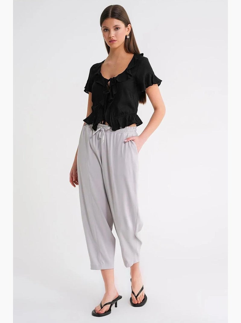 Pantalones con cordón y corte pitillo mixray Blanco roto - Kiabi