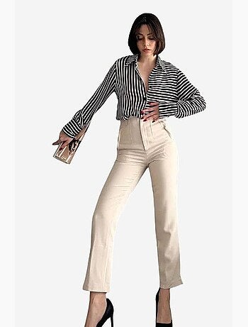 Pantalones confeccionados de talle alto con pliegues my fashion