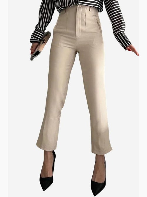 Pantalones confeccionados de talle alto con pliegues my fashion - Kiabi Pantalones confeccionados de talle alto con pliegues my fashion - Kiabi