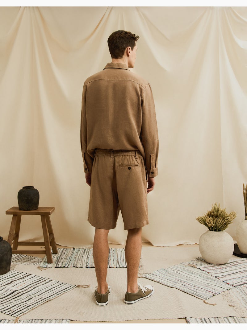 Pantalones cortos 100% lino, MO Fashion Marrón - Kiabi