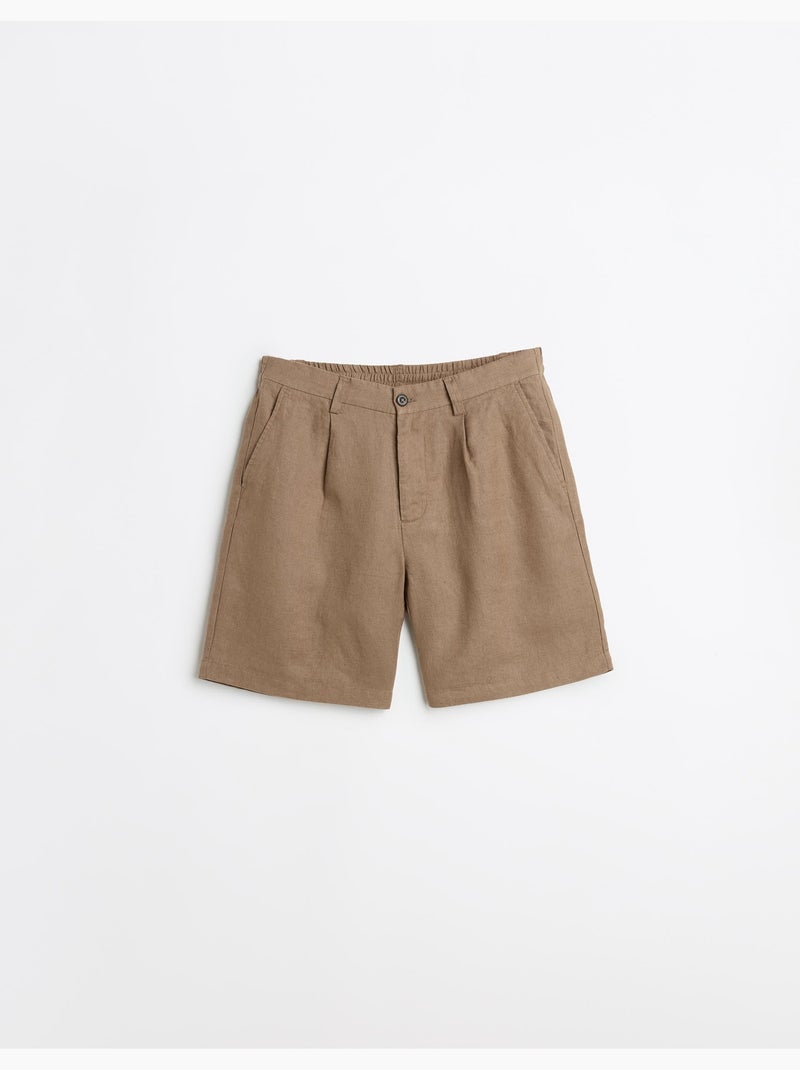 Pantalones cortos 100% lino, MO Fashion Marrón - Kiabi