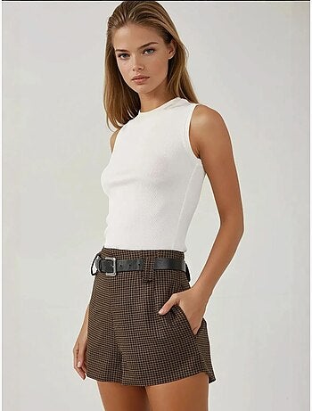 Pantalones cortos a cuadros de cintura alta hiccup