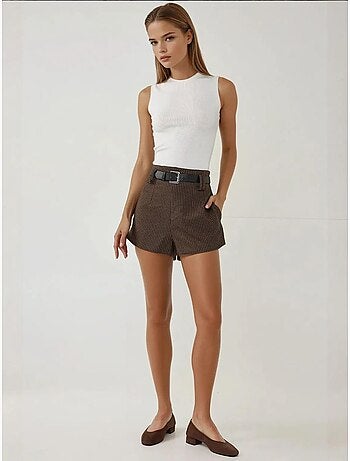 Pantalones cortos a cuadros de cintura alta