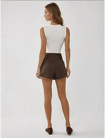 Pantalones cortos a cuadros de cintura alta