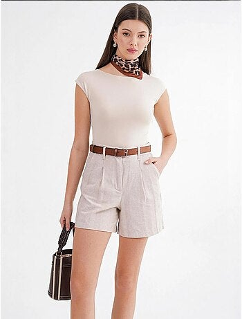 Pantalones cortos a rayas de cintura alta mixray